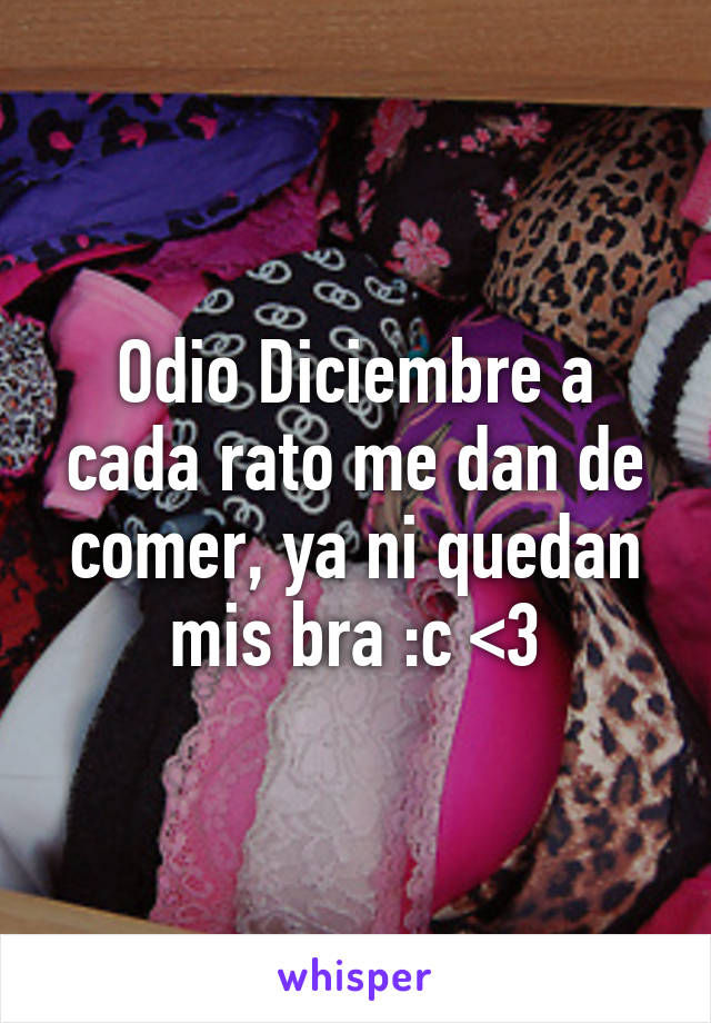 Odio Diciembre a cada rato me dan de comer, ya ni quedan mis bra :c <\3