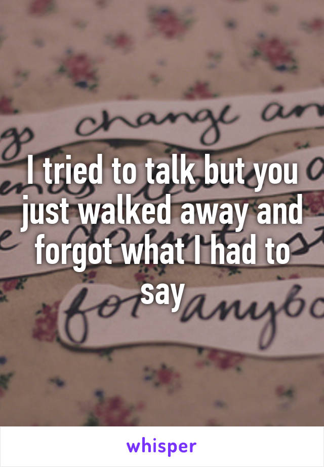 I tried to talk but you just walked away and forgot what I had to say