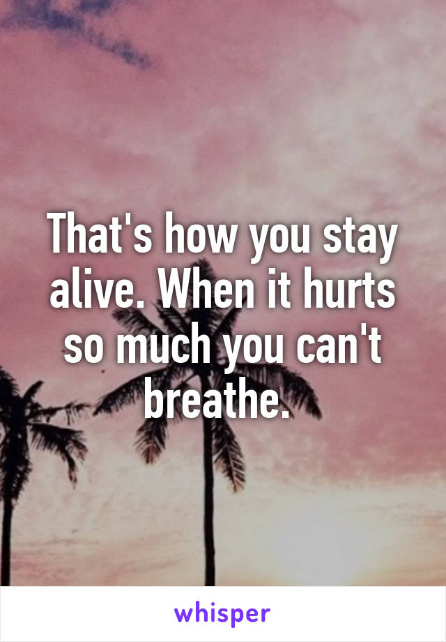 That's how you stay alive. When it hurts so much you can't breathe. 