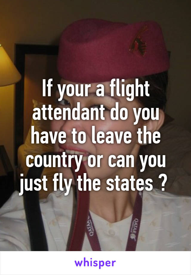 If your a flight attendant do you have to leave the country or can you just fly the states ? 