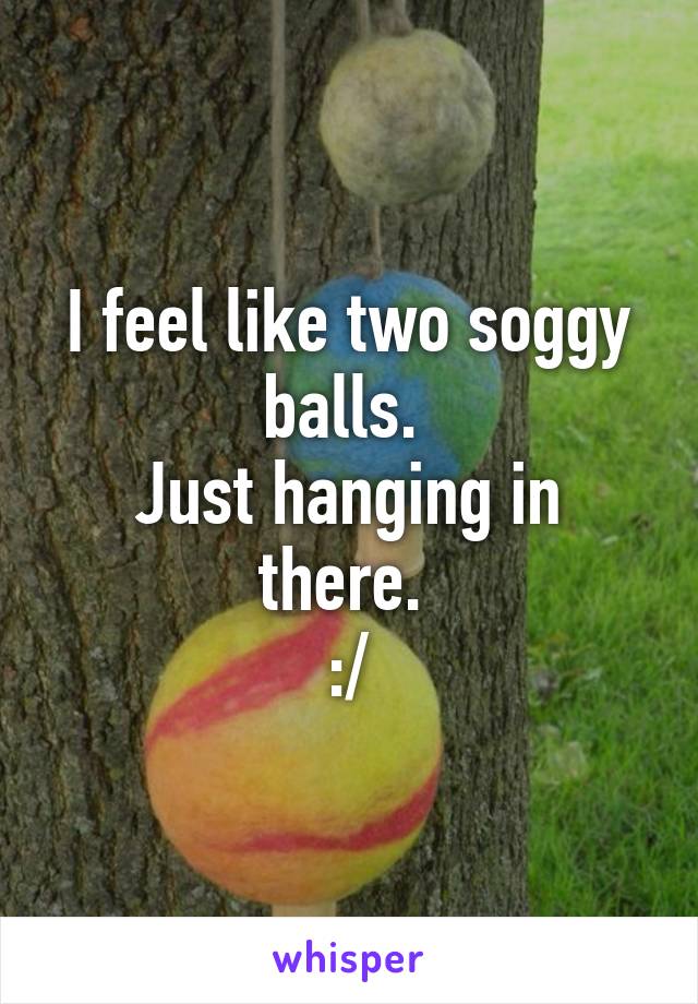 I feel like two soggy balls. 
Just hanging in there. 
:/