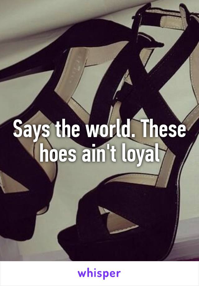 Says the world. These hoes ain't loyal