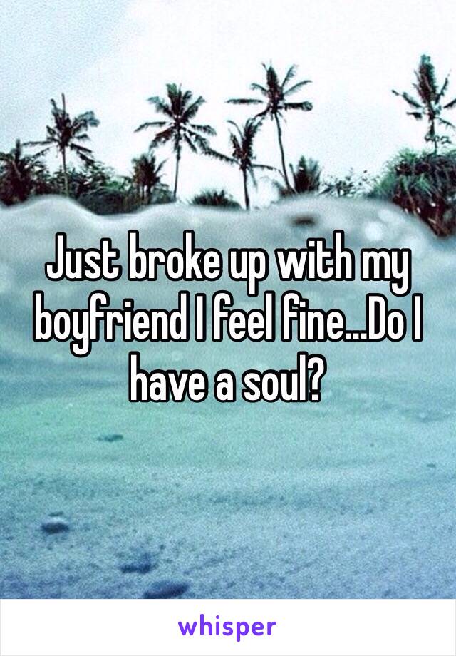 Just broke up with my boyfriend I feel fine...Do I have a soul?