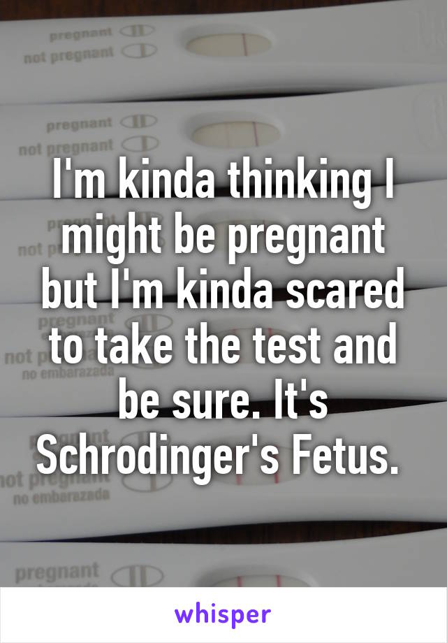 I'm kinda thinking I might be pregnant but I'm kinda scared to take the test and be sure. It's Schrodinger's Fetus. 