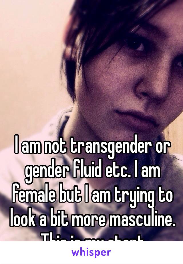 I am not transgender or gender fluid etc. I am female but I am trying to look a bit more masculine. This is my start