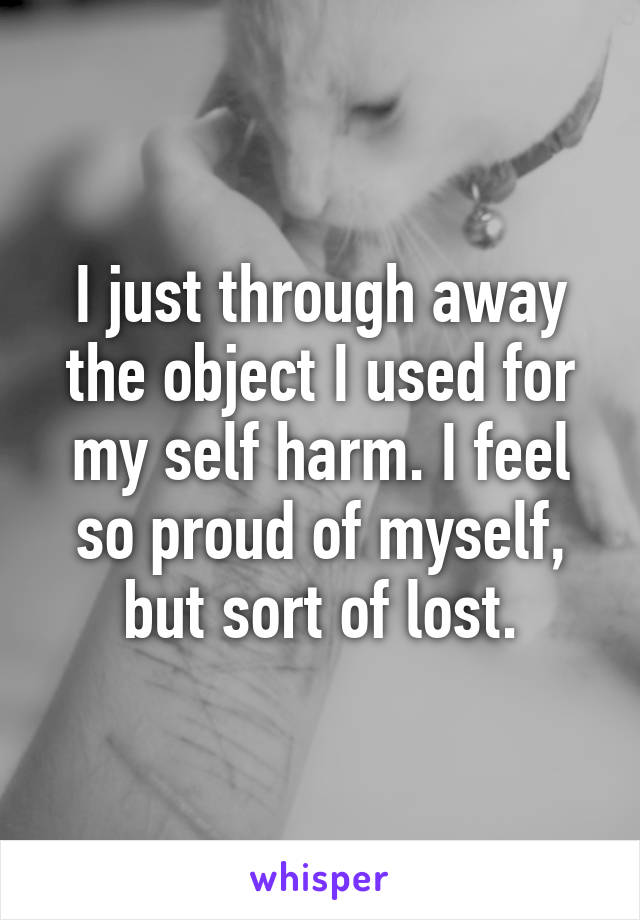 I just through away the object I used for my self harm. I feel so proud of myself, but sort of lost.