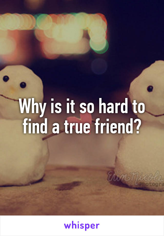 Why is it so hard to find a true friend?