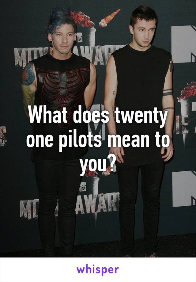 What does twenty one pilots mean to you?