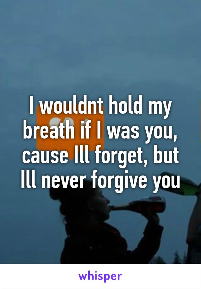 I wouldnt hold my breath if I was you, cause Ill forget, but Ill never forgive you