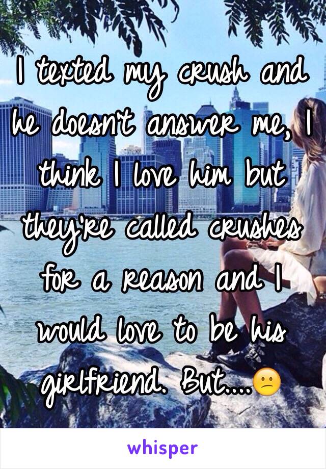 I texted my crush and he doesn't answer me, I think I love him but they're called crushes for a reason and I would love to be his girlfriend. But....😕
