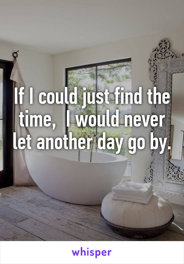 If I could just find the time,  I would never let another day go by. 