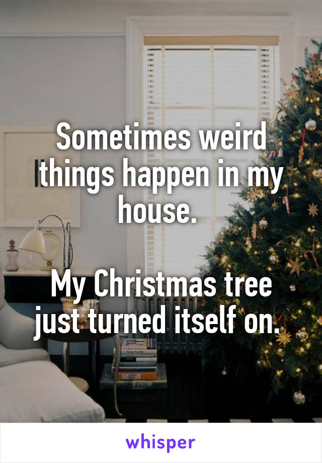 Sometimes weird things happen in my house. 

My Christmas tree just turned itself on. 