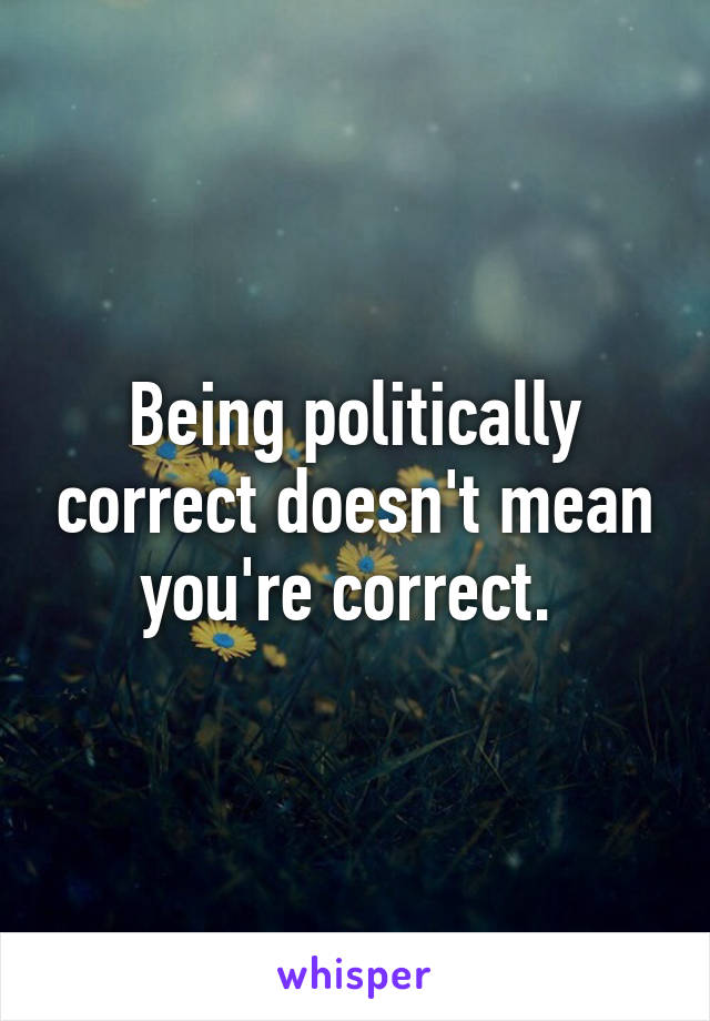 Being politically correct doesn't mean you're correct. 