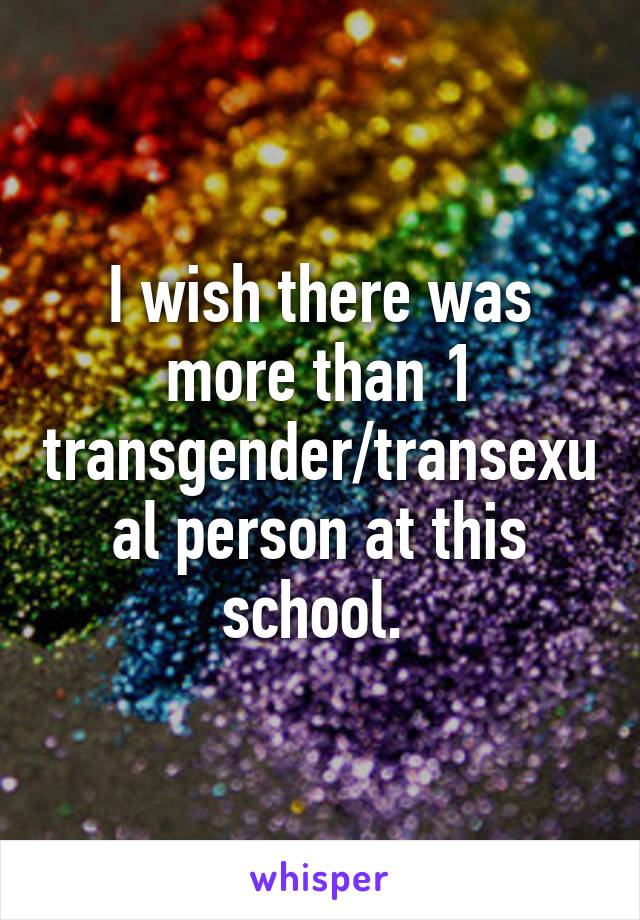 I wish there was more than 1 transgender/transexual person at this school. 