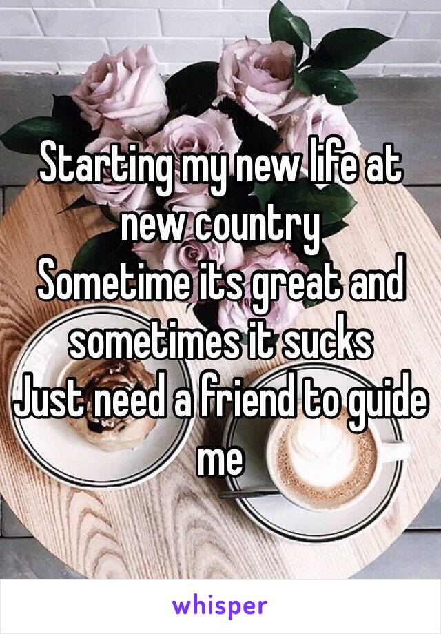 Starting my new life at new country
Sometime its great and sometimes it sucks
Just need a friend to guide me