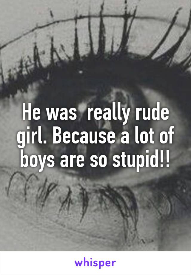 He was  really rude girl. Because a lot of boys are so stupid!!