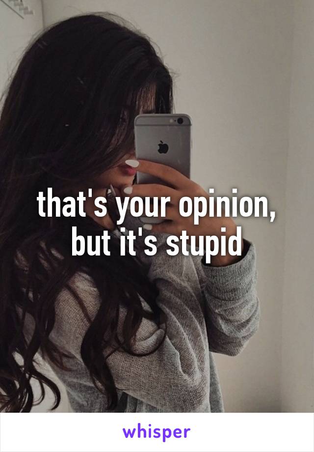 that's your opinion, but it's stupid