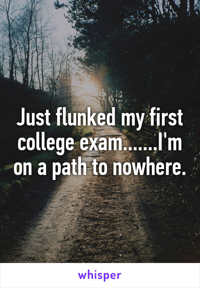 Just flunked my first college exam.......I'm on a path to nowhere.