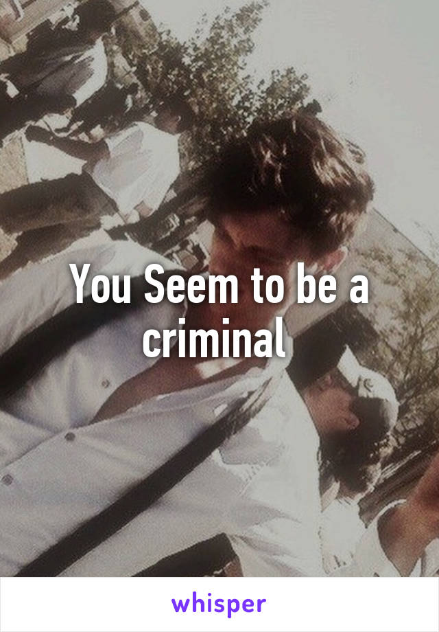 You Seem to be a criminal 