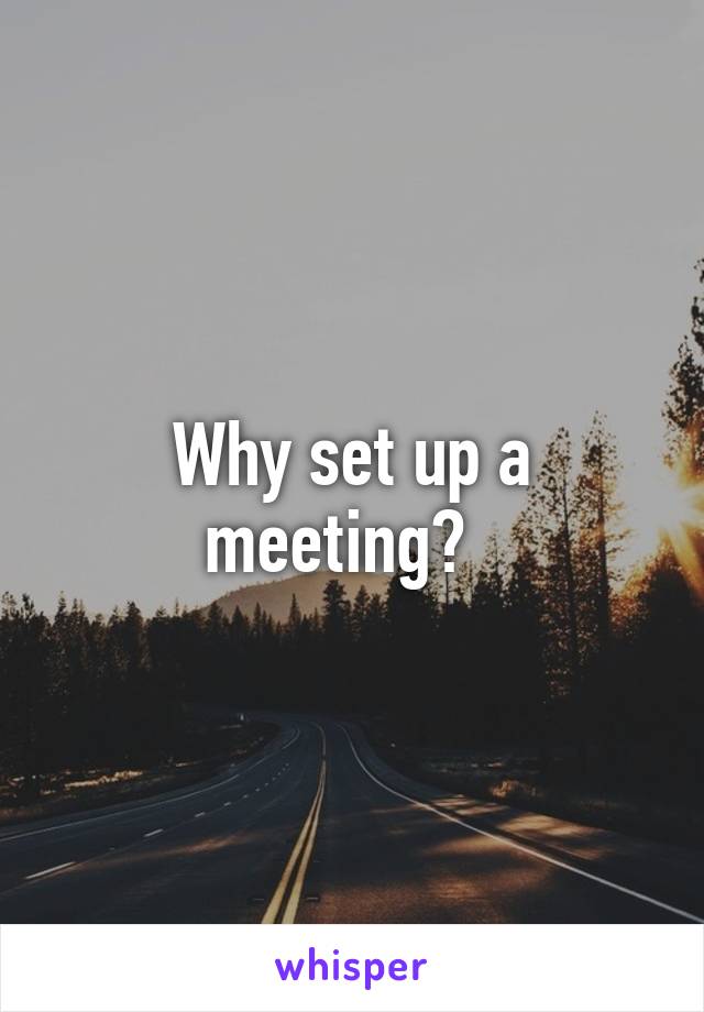 Why set up a meeting?  