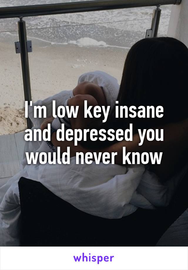 I'm low key insane and depressed you would never know