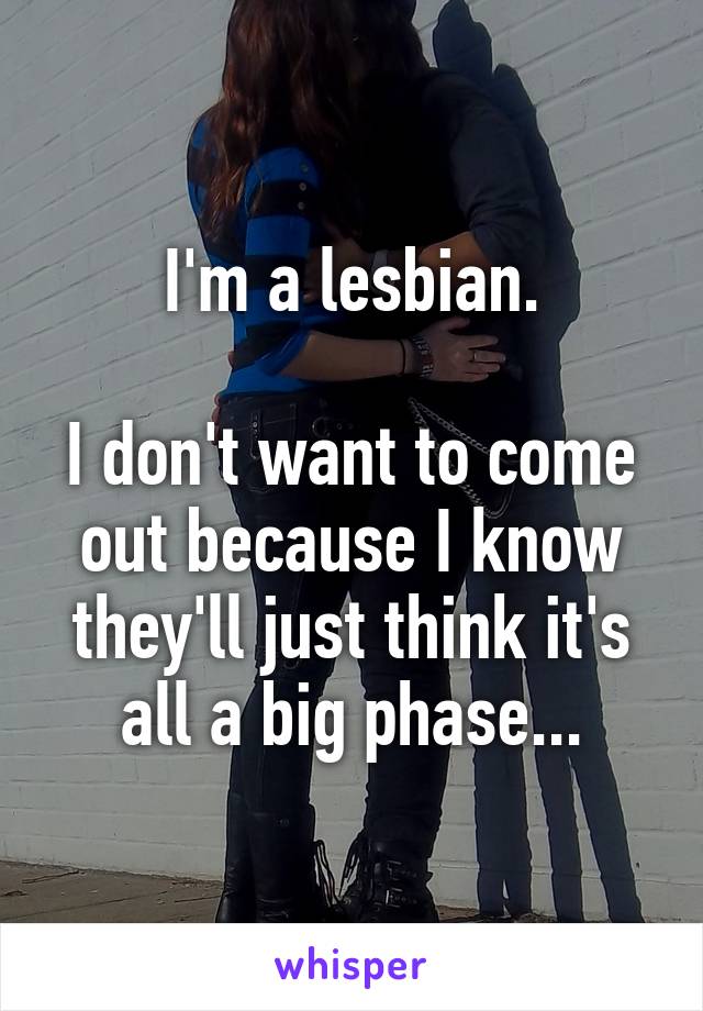 I'm a lesbian.

I don't want to come out because I know they'll just think it's all a big phase...