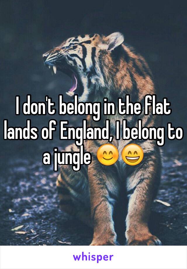 I don't belong in the flat lands of England, I belong to a jungle 😊😄