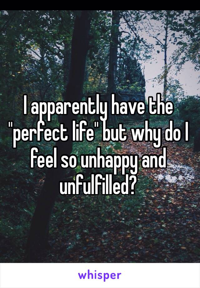 I apparently have the "perfect life" but why do I feel so unhappy and unfulfilled?