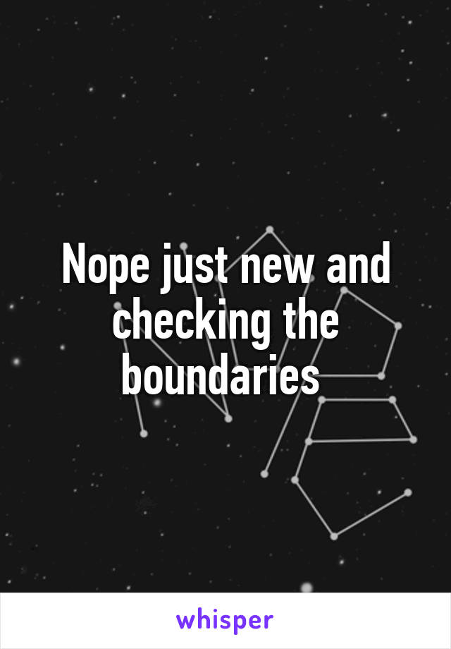 Nope just new and checking the boundaries 