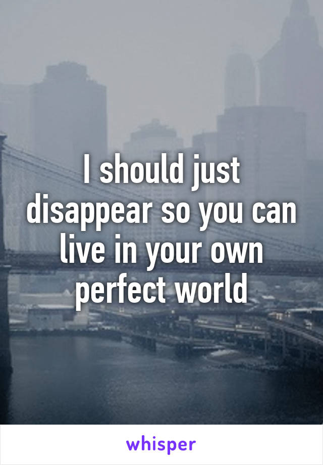 I should just disappear so you can live in your own perfect world