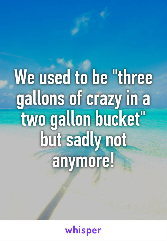 We used to be "three gallons of crazy in a two gallon bucket" but sadly not anymore!