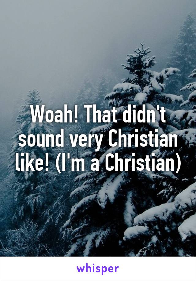 Woah! That didn't sound very Christian like! (I'm a Christian)