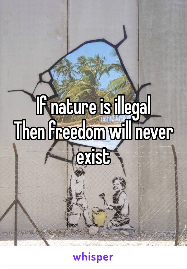 If nature is illegal 
Then freedom will never exist 