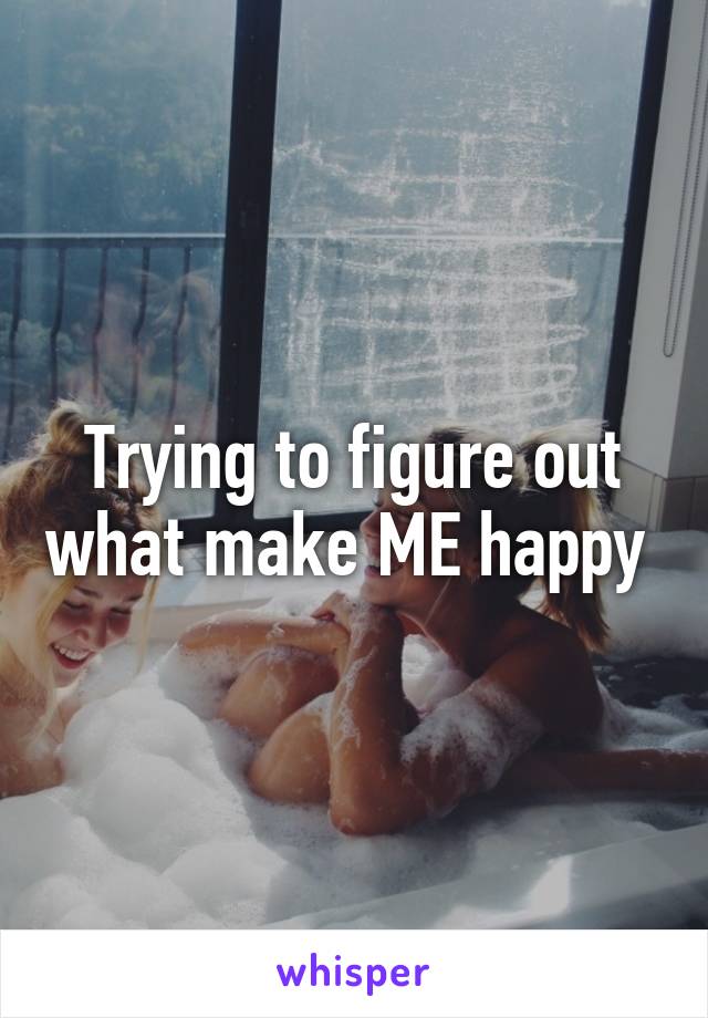 Trying to figure out what make ME happy 