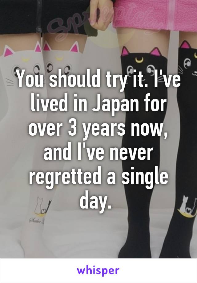 You should try it. I've lived in Japan for over 3 years now, and I've never regretted a single day. 