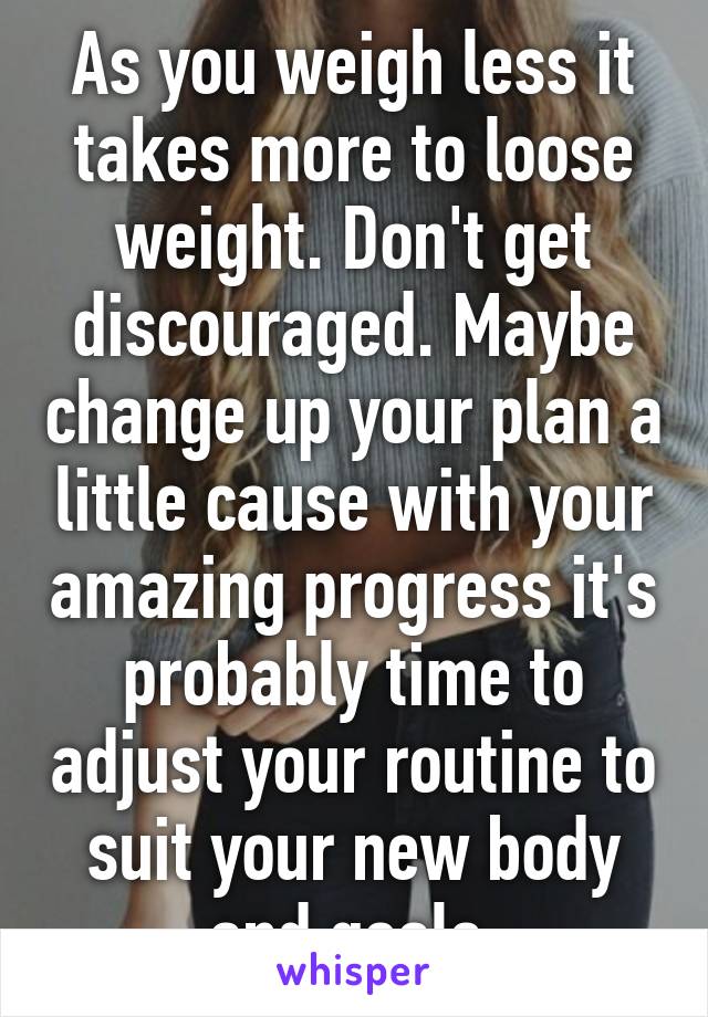 As you weigh less it takes more to loose weight. Don't get discouraged. Maybe change up your plan a little cause with your amazing progress it's probably time to adjust your routine to suit your new body and goals 