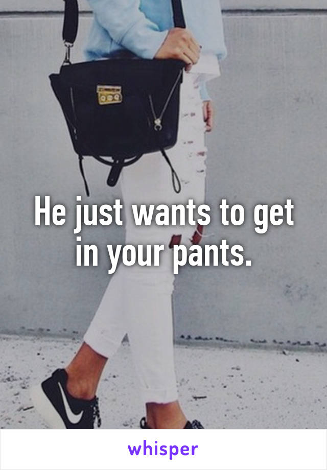 He just wants to get in your pants.