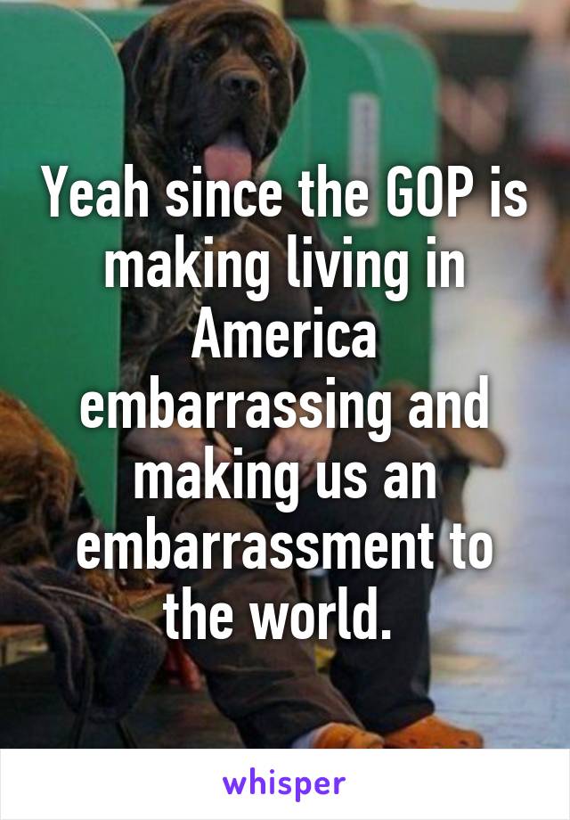 Yeah since the GOP is making living in America embarrassing and making us an embarrassment to the world. 