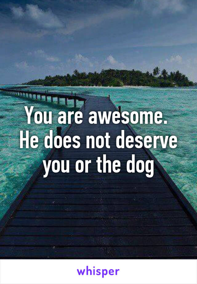 You are awesome. 
He does not deserve you or the dog