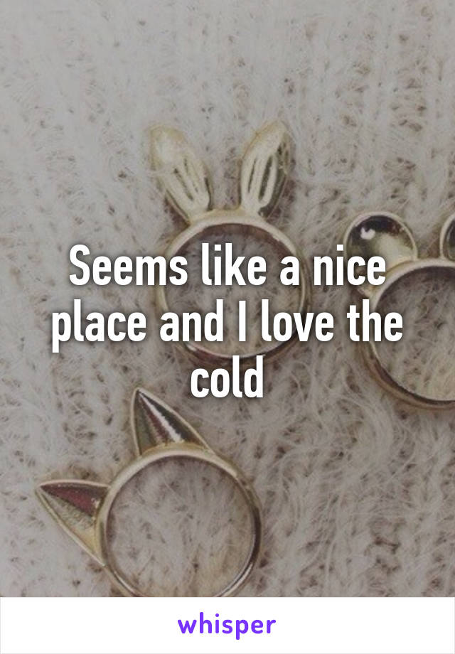 Seems like a nice place and I love the cold