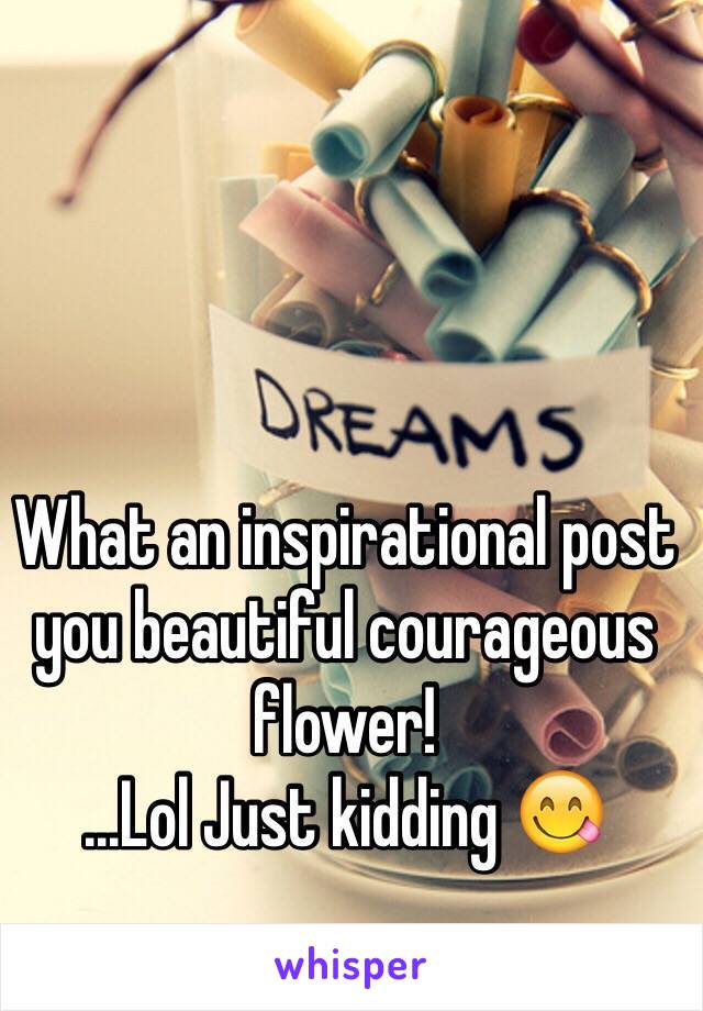 What an inspirational post you beautiful courageous flower!
...Lol Just kidding 😋