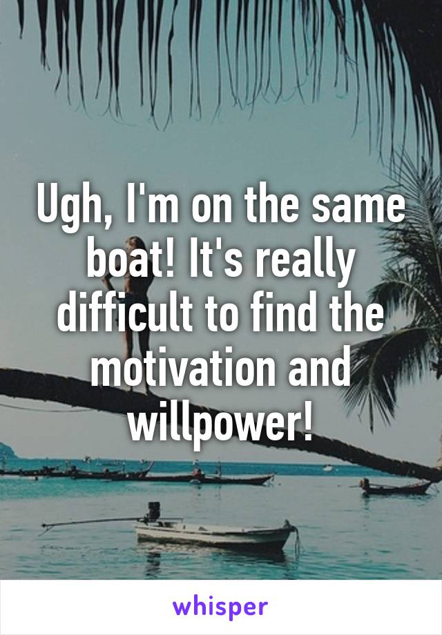 Ugh, I'm on the same boat! It's really difficult to find the motivation and willpower!