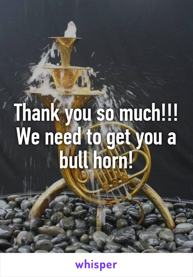 Thank you so much!!! We need to get you a bull horn!
