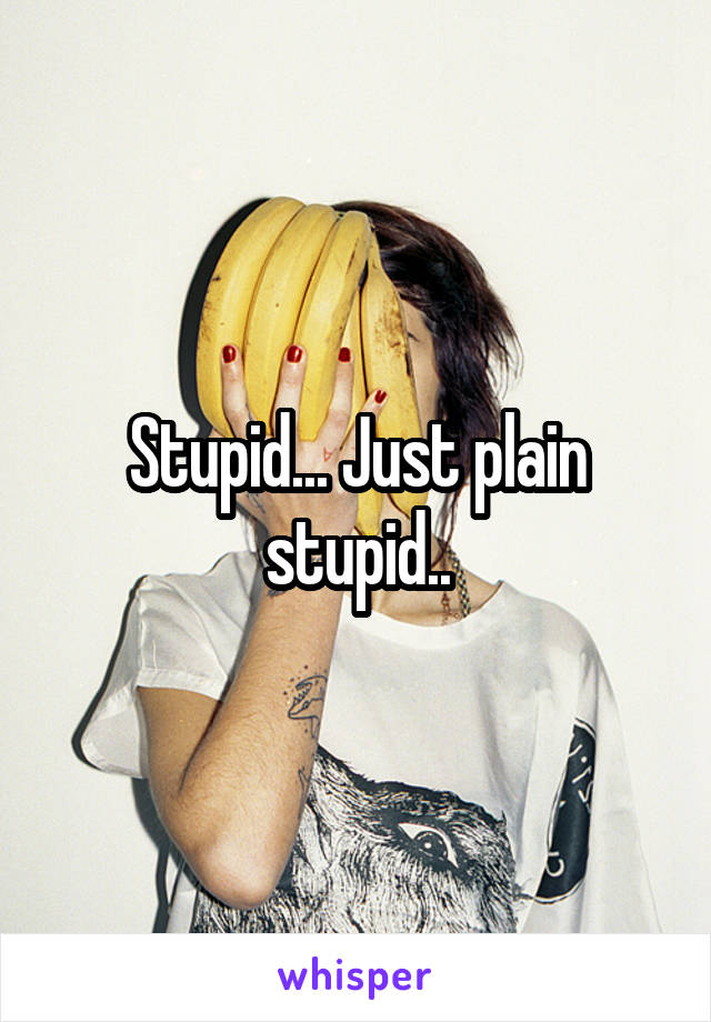 Stupid... Just plain stupid..