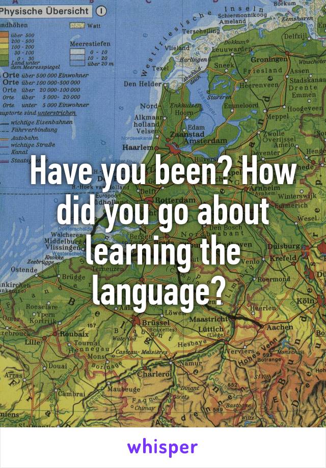 Have you been? How did you go about learning the language? 