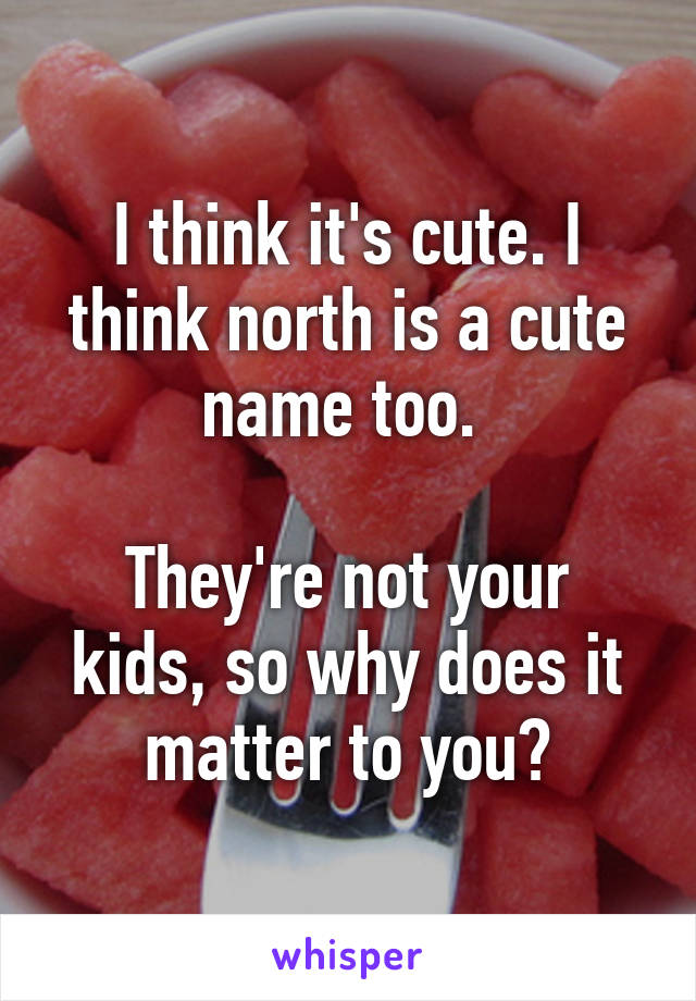 I think it's cute. I think north is a cute name too. 

They're not your kids, so why does it matter to you?