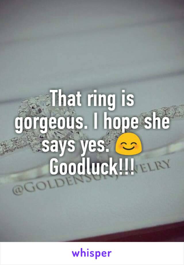 That ring is gorgeous. I hope she says yes. 😊 Goodluck!!!