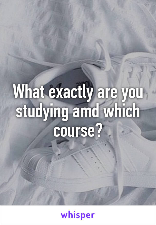 What exactly are you studying amd which course?