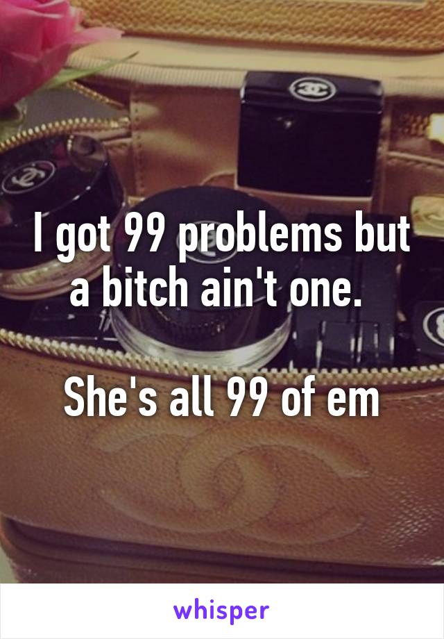 I got 99 problems but a bitch ain't one. 

She's all 99 of em