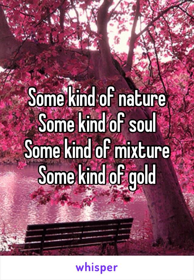 Some kind of nature
Some kind of soul
Some kind of mixture
Some kind of gold